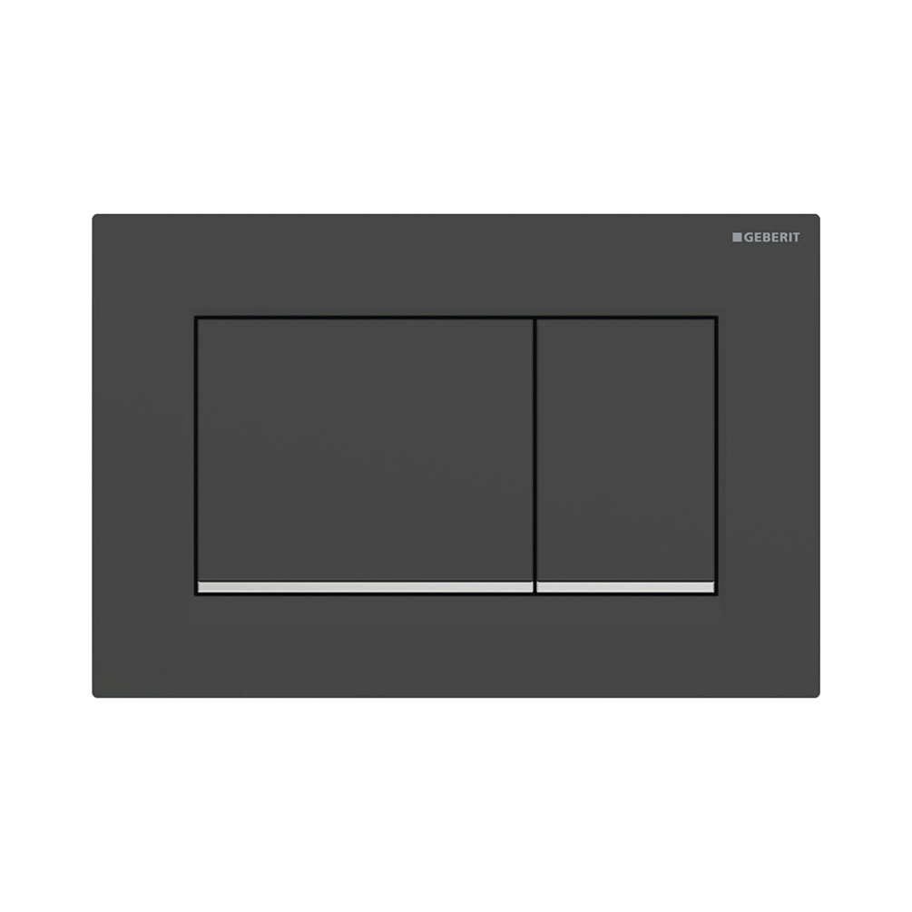 Cutout image of Geberit Sigma20 Matt Black / Gloss Chrome Dual Flush Plate